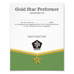 Impression Photo Certificat de vedette d'accomplissement des