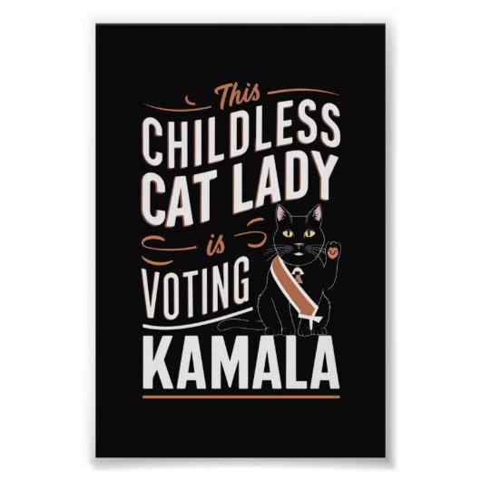 Impression Photo Cette dame aux chats sans enfants vote Kamala (Devant)