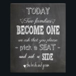 Impression Photo Chalkboard Mariage signer deux familles devenir un<br><div class="desc">Symbole de style de tableau de bord mignon pour votre mariage.</div>