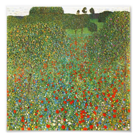Impression Photo Champ de coquelicots de Gustav Klimt (Devant)