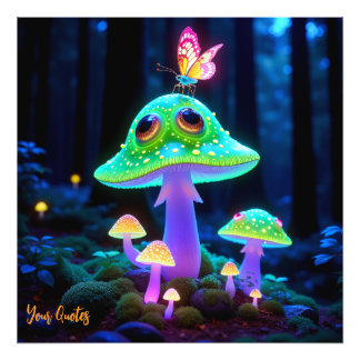 Impression Photo Champignon et Papillon Fantastiques Luminescents E