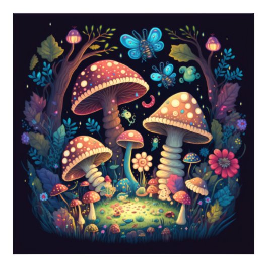 Impression Photo Champignons magiques papillons (Devant)