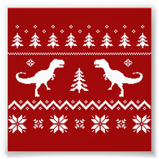 Impression Photo Chandail de Noël de T-Rex Dinosaur (Devant)