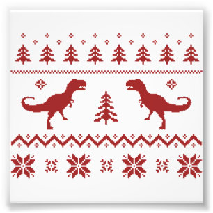 Impression Photo Chandail laid de Noël de dinosaure de T-Rex