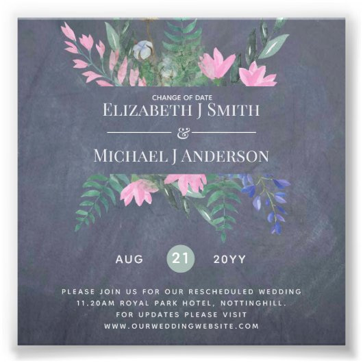 Impression Photo Changement de date Plans Report Fleur sauvage Chic (Devant)