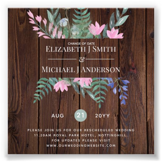 Impression Photo Changement de date Plans Report Fleur sauvage Chic (Devant)