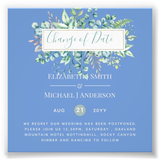 Impression Photo Changement de plan Date Greenery Eucalyptus Event (Devant)