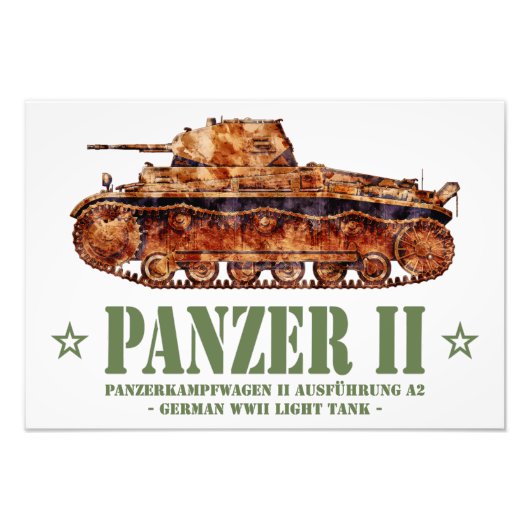 Impression Photo Char léger allemand Panzer II A2 de la Seconde Gue (Devant)