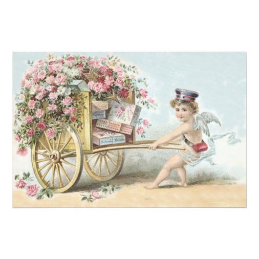 Impression Photo Chariot de bonbons Rose Mail Cupid Chérubin (Devant)
