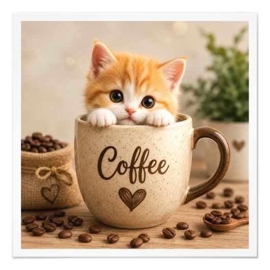 Impression Photo Charme de chaton dans une tasse de café (Devant)