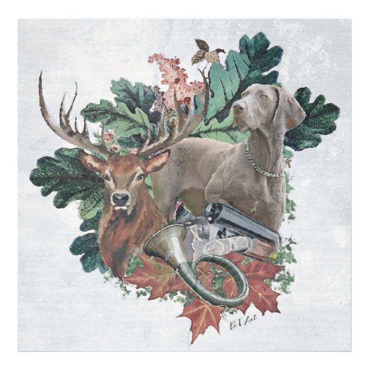 Impression Photo Chasse avec un Weimaraner, "Grey Ghost" (Devant)