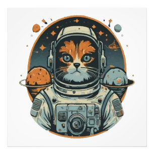 Impression Photo Chat-astronaute sur les Astéroïdes