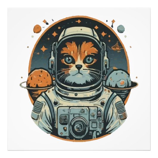 Impression Photo Chat-astronaute sur les Astéroïdes (Devant)