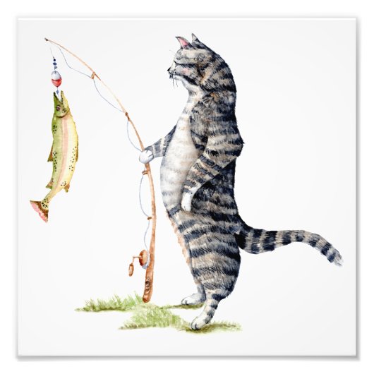 Impression Photo Chat avec poisson (Devant)