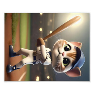 Impression Photo Chat de baseball 3D amusant,
