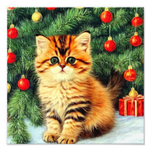 Impression Photo Chat de Noël Vintage