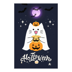 Impression Photo Chat d'Halloween au clair de lune – Nuit effrayant
