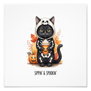 Impression Photo Chat d'Halloween mignon et effrayant