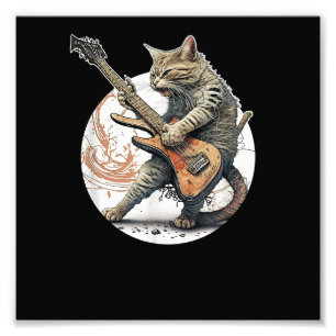 Impression Photo Chat Jouer Guitare Rock Chat Lourd Métal Chat Mus
