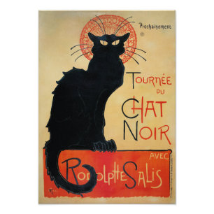 Impression Photo Chat noir Art Nouveau vintage