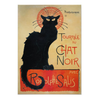 Impression Photo Chat noir Art Nouveau vintage