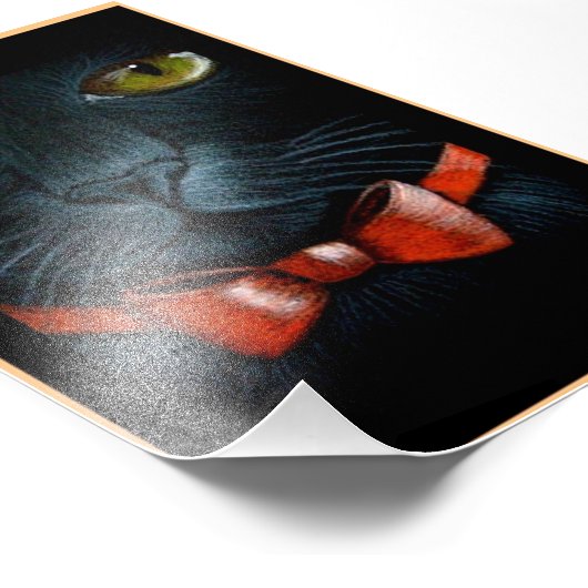 IMPRESSION PHOTO CHAT NOIR HALLOWEEN AVEC IMPRIMER BOW ORANGE (Coin)