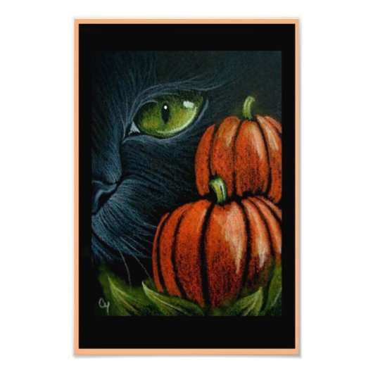 IMPRESSION PHOTO CHAT NOIR HALLOWEEN AVEC PIMPKINS 4" X 6" IMPRIMER (Devant)