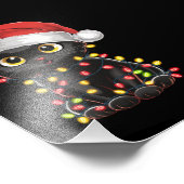 Impression Photo Chat noir lumières d'arbre de Noël chaton drôle Pè (Coin)