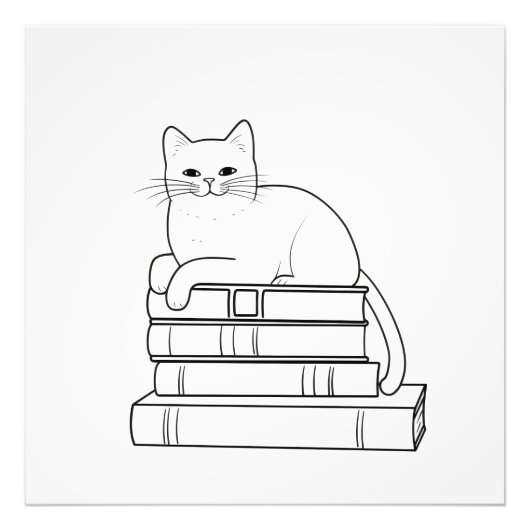Impression Photo Chat sur Books Line Art (Devant)