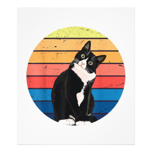 Impression Photo Chat Tuxedo Cadeau Couleurs Rétro pour Amoureux de