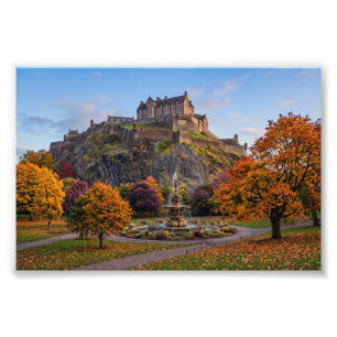 Impression Photo Château d'Édimbourg en or automnal
