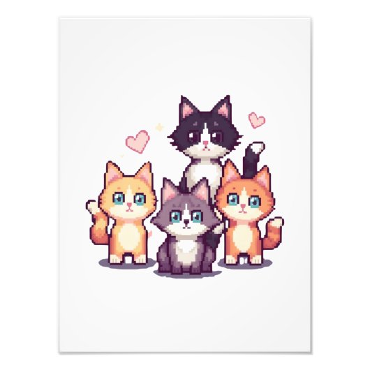Impression Photo Chatons Colorés Pixelisés  (Devant)