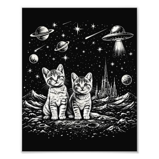 Impression Photo Chatons de l'espace Chats dans le Cosmos (Devant)