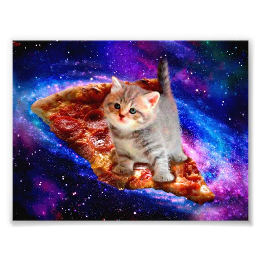 Impression Photo Chats dans la pizza spatiale (Devant)