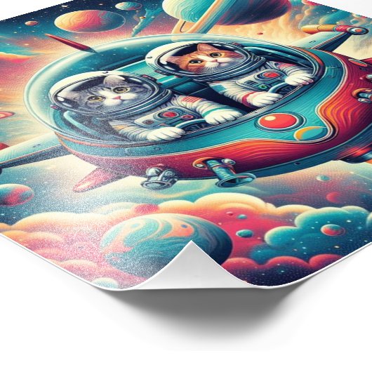 Impression Photo Chats dans l'affiche spatiale ! (Coin)