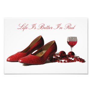 Impression Photo Chaussures Red High Heel et vin rouge