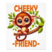 Impression Photo Cheeky Friend pun Cute Baby Monkey sur dessin anim (Devant)