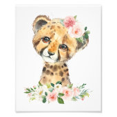 Impression Photo Cheetah, Safari, Fleurs roses, Pépinière (Devant)