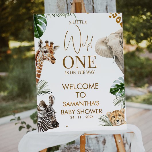 Impression Photo Cheetah Safari Wild One Baby Shower Welcome Sign