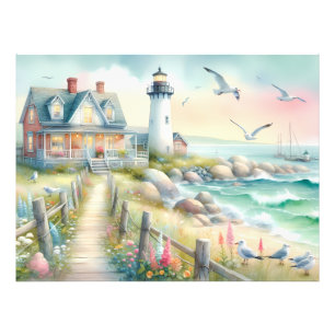 Impression Photo Chemin vers le Cottage Littoral au Phare