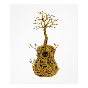 Impression Photo Chemise de guitare acoustique Arbre de vie Joueur