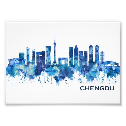 Impression Photo Chengdu Chine Skyline Blue (Devant)