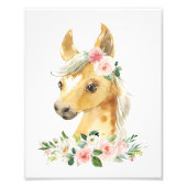 Impression Photo Cheval, Animaux De Ferme, Fleurs Roses, Nourriture (Devant)