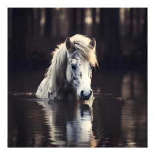 Impression Photo Cheval blanc dans le lac