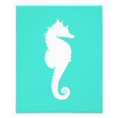 Impression Photo Cheval de mer blanc sur Turquoise (Devant)