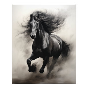 Impression Photo Cheval Esprit Libre Noir et Blanc