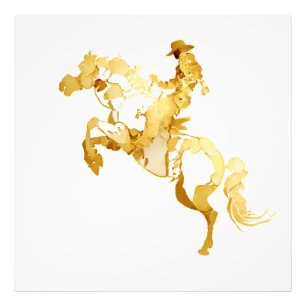 Impression Photo Cheval et Cavalier Dorés Abstraits