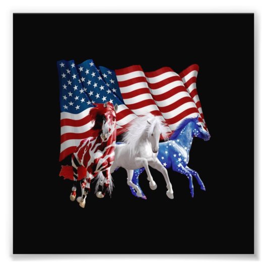 Impression Photo Chevaux États-Unis Drapeau américain Cheval (Devant)