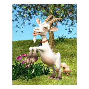 Impression Photo Chèvre de dessin animé drôle Art d'animal de jardi