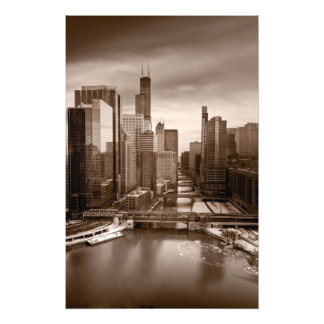 Impression Photo Chicago City View Afternoon BW